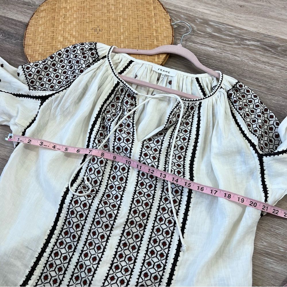 FRAME anita‎ linen embroidered peasant blouse - Picture 5 of 9